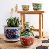 Macetero cerámica pintado verde XL