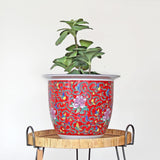 Macetero cerámica pintado rojo XL