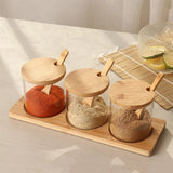 Set especieros vidrio madera