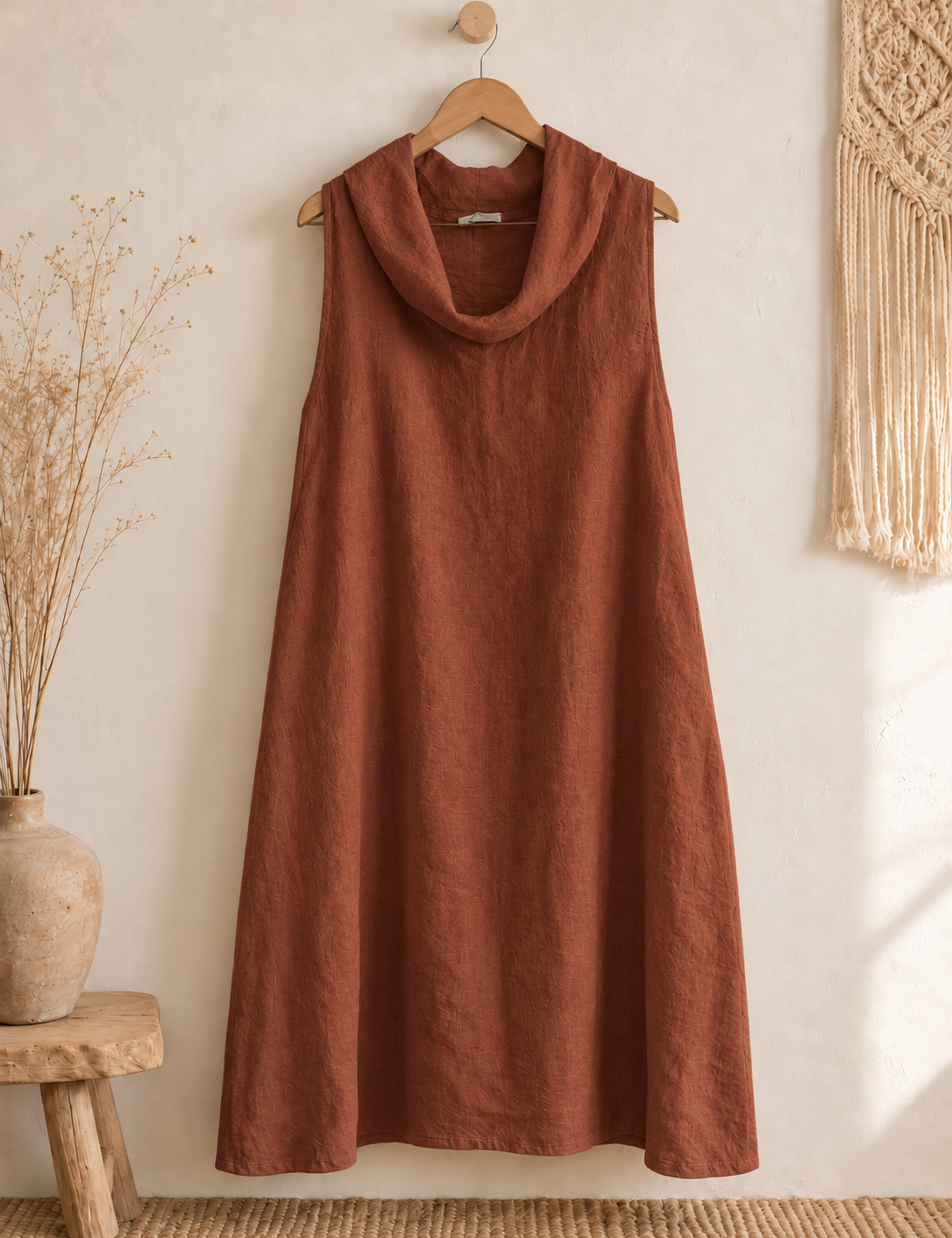 Vestido cuello lino italiano