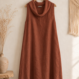 Vestido cuello lino italiano
