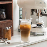 Tumbler vidrio acanalado bombilla