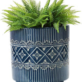 Macetero azul blanco