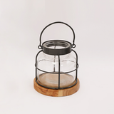 Fanal vidrio base madera