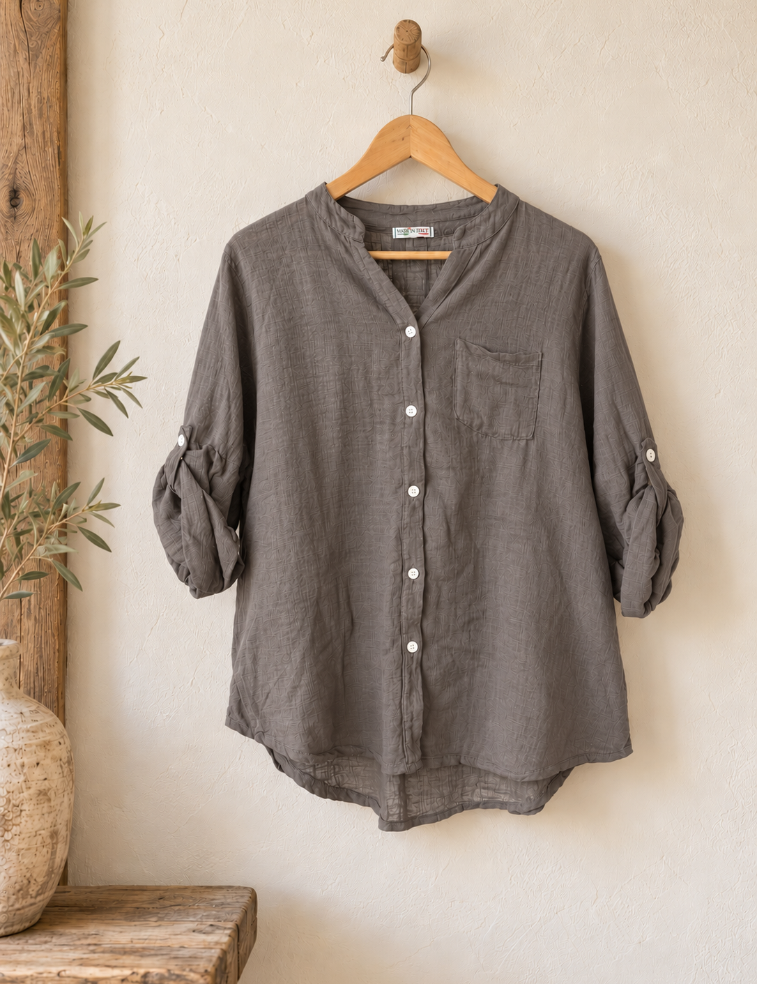 Blusa algodón bolsillo italiano