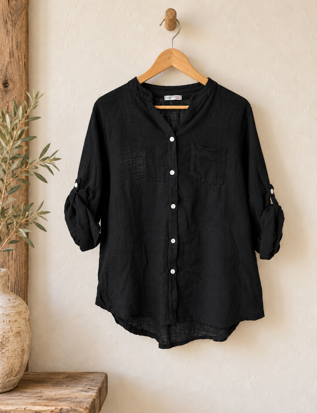 Blusa algodón bolsillo italiano