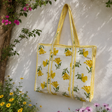 Bolso algodón flores amarillas