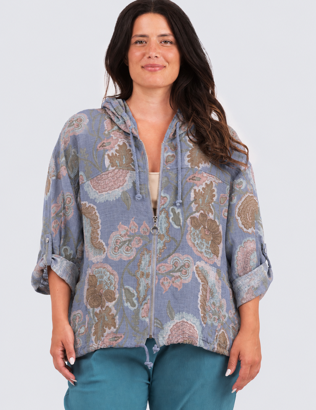 Chaqueta capucha estampada italiana