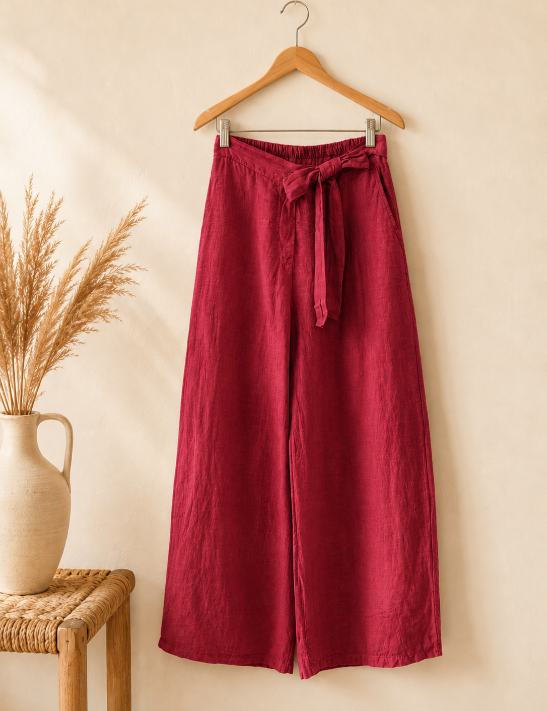 Pantalón cinturón lino italiano