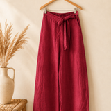 Pantalón cinturón lino italiano