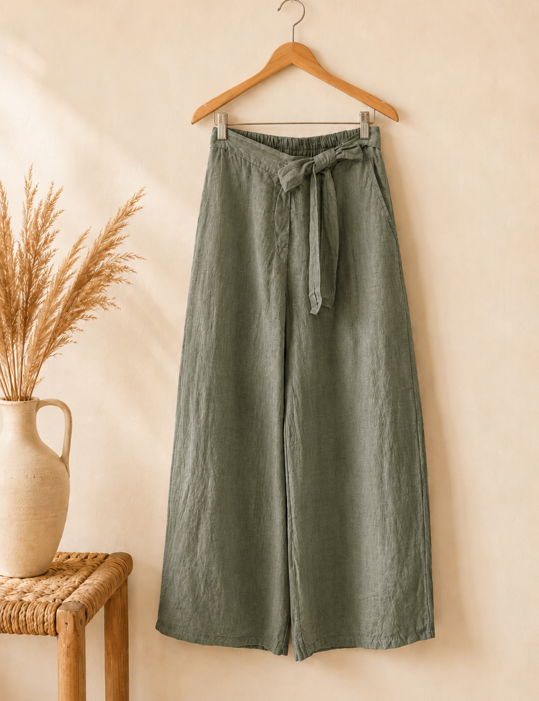 Pantalón cinturón lino italiano