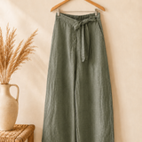 Pantalón cinturón lino italiano