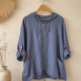 Chaqueta capucha lino italiana
