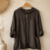 Chaqueta capucha lino italiana