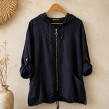 Chaqueta capucha lino italiana