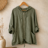 Chaqueta capucha lino italiana