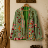 Chaqueta algodón verde corazones