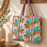 Bolso algodón jaguares rosa