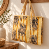 Bolso algodón jaguares amarillo
