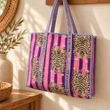 Bolso algodón jaguares morado
