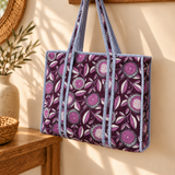 Bolso algodón flores morado