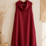 Vestido cuello lino italiano