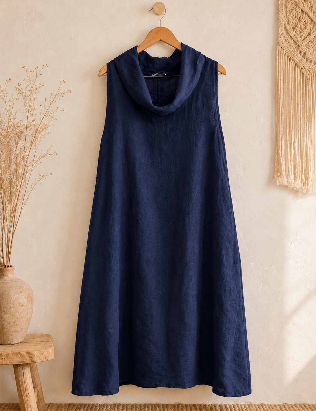 Vestido cuello lino italiano