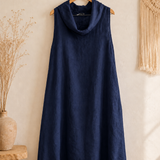 Vestido cuello lino italiano