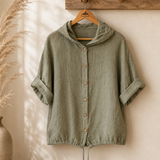 Chaqueta capucha lino italiana