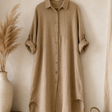 Vestido intermedio botones lino italiano