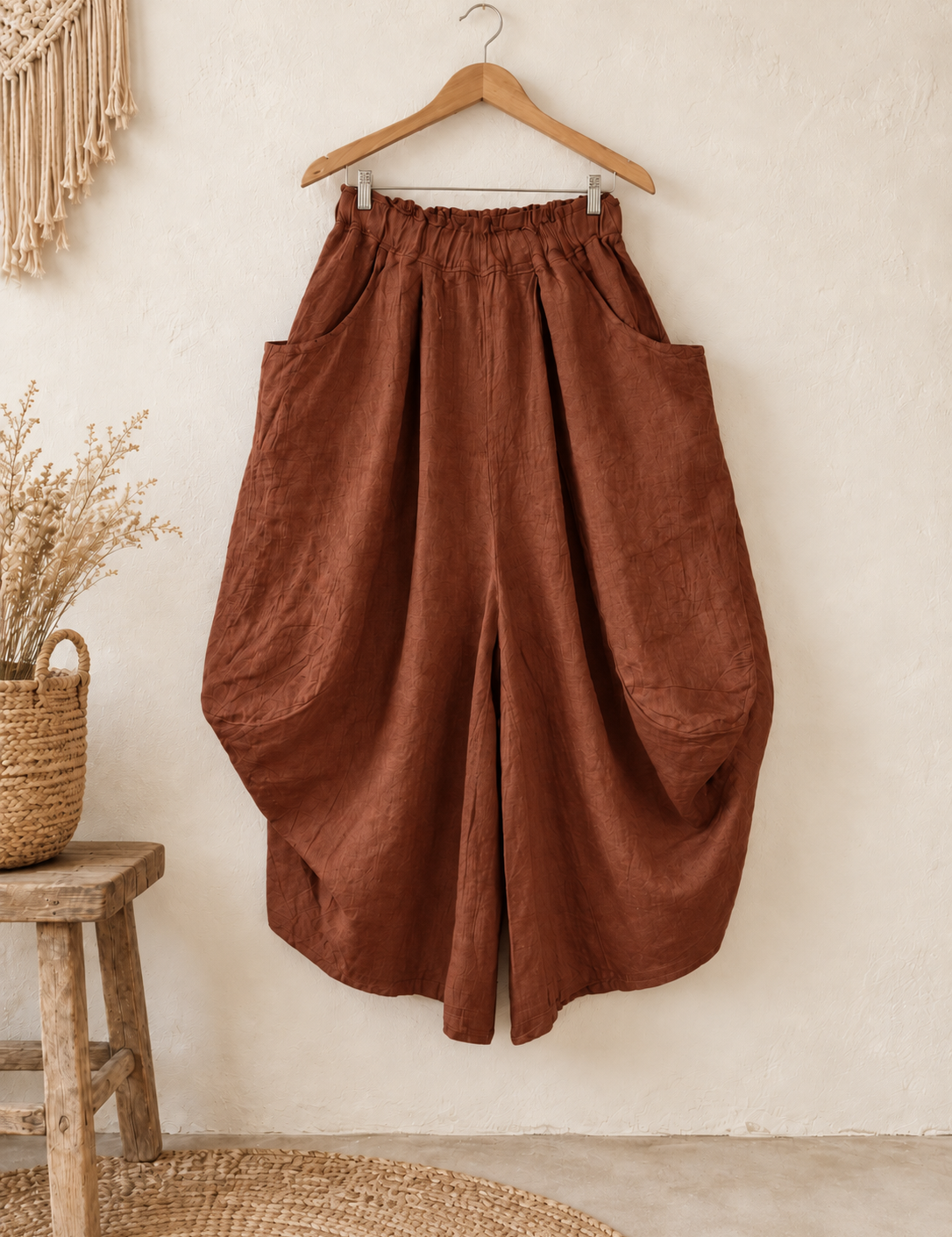 Pantalón balloon bolsillo lino italiano
