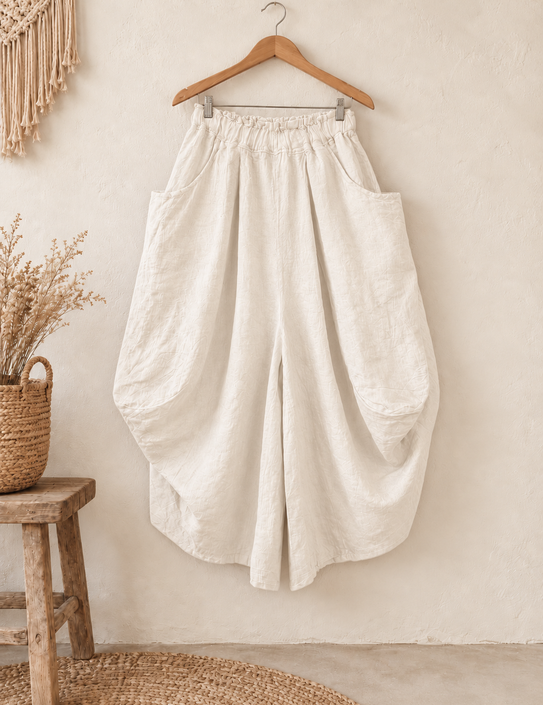 Pantalón balloon bolsillo lino italiano