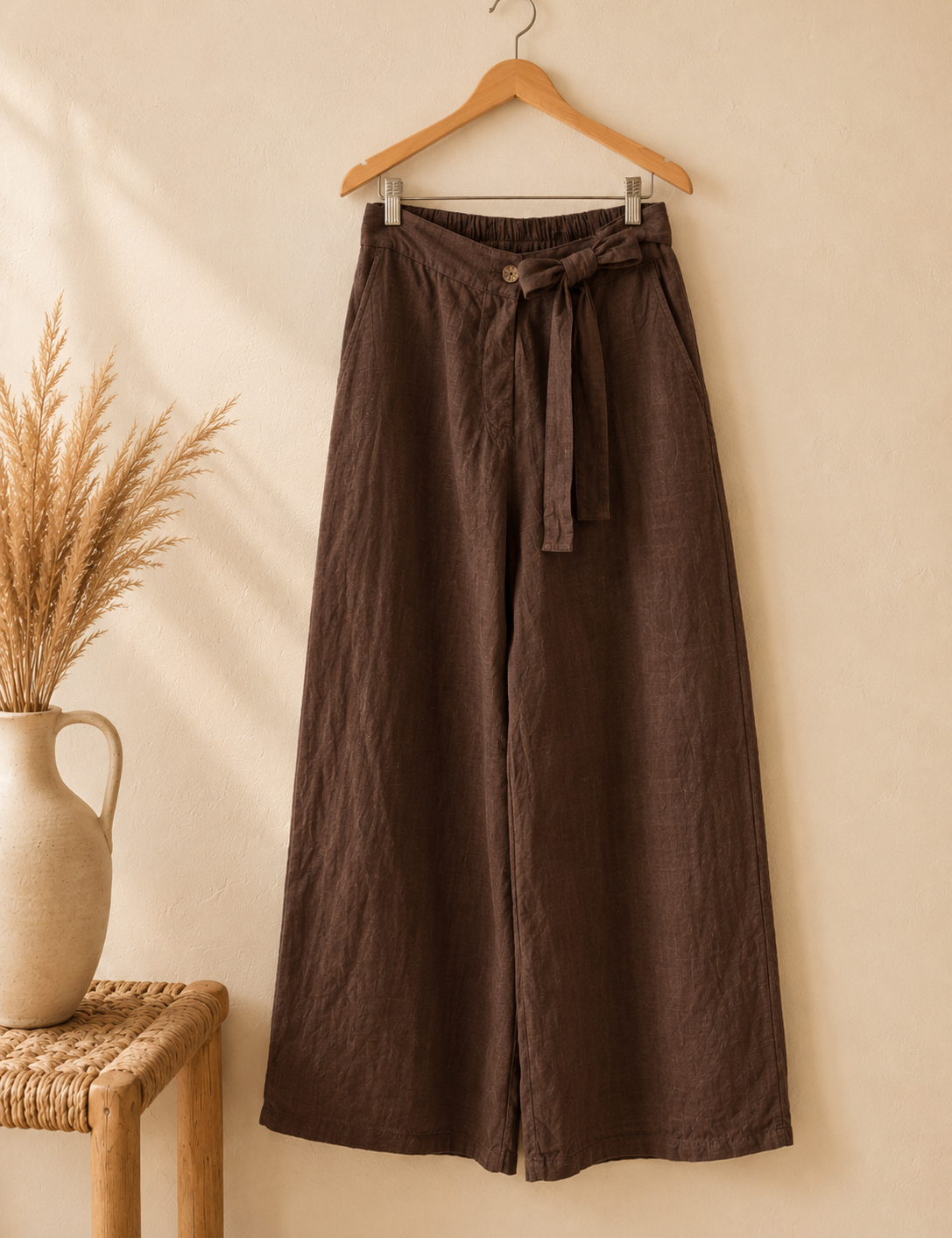 Pantalón cinturón lino italiano