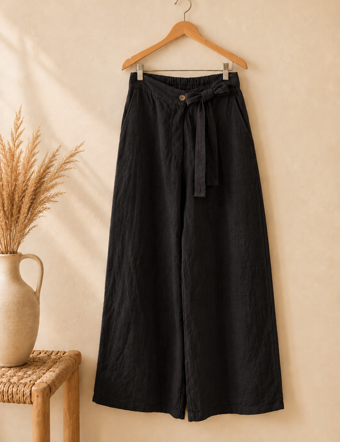 Pantalón cinturón lino italiano