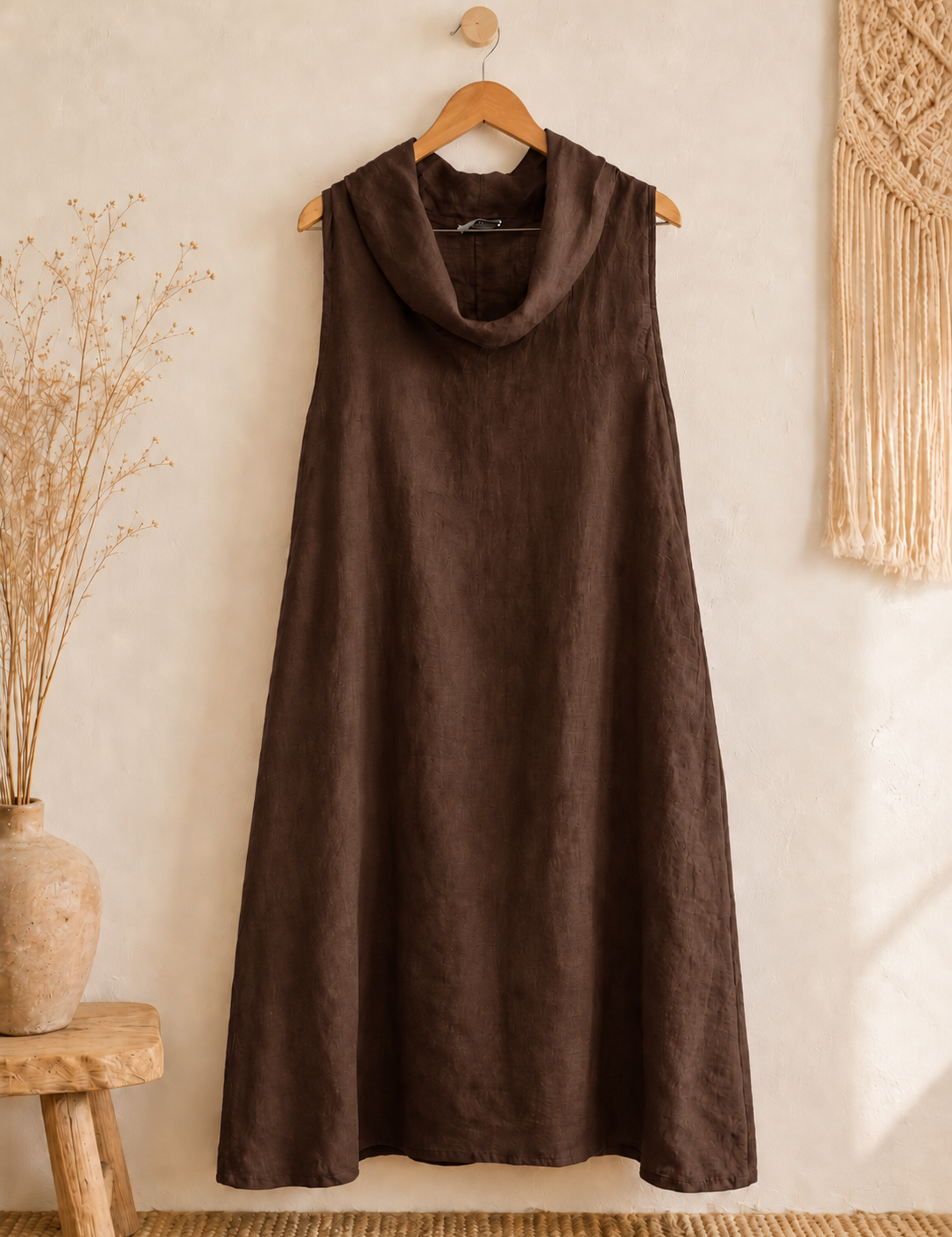 Vestido cuello lino italiano