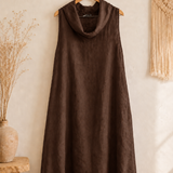 Vestido cuello lino italiano