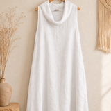 Vestido cuello lino italiano