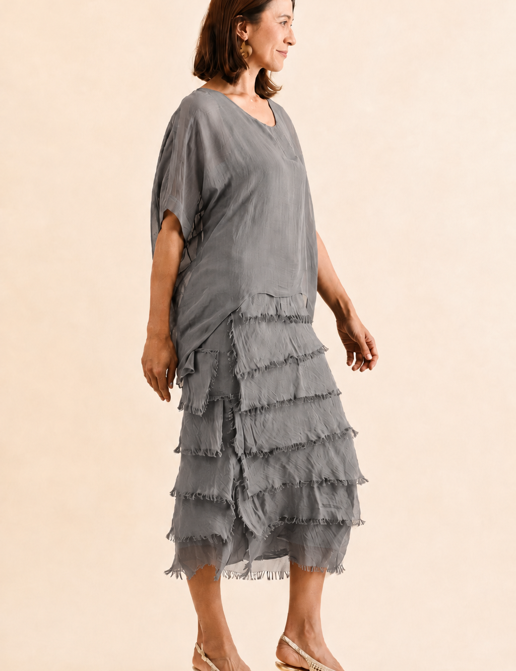 Vestido seda capas italiano
