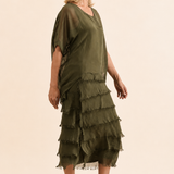 Vestido seda capas italiano