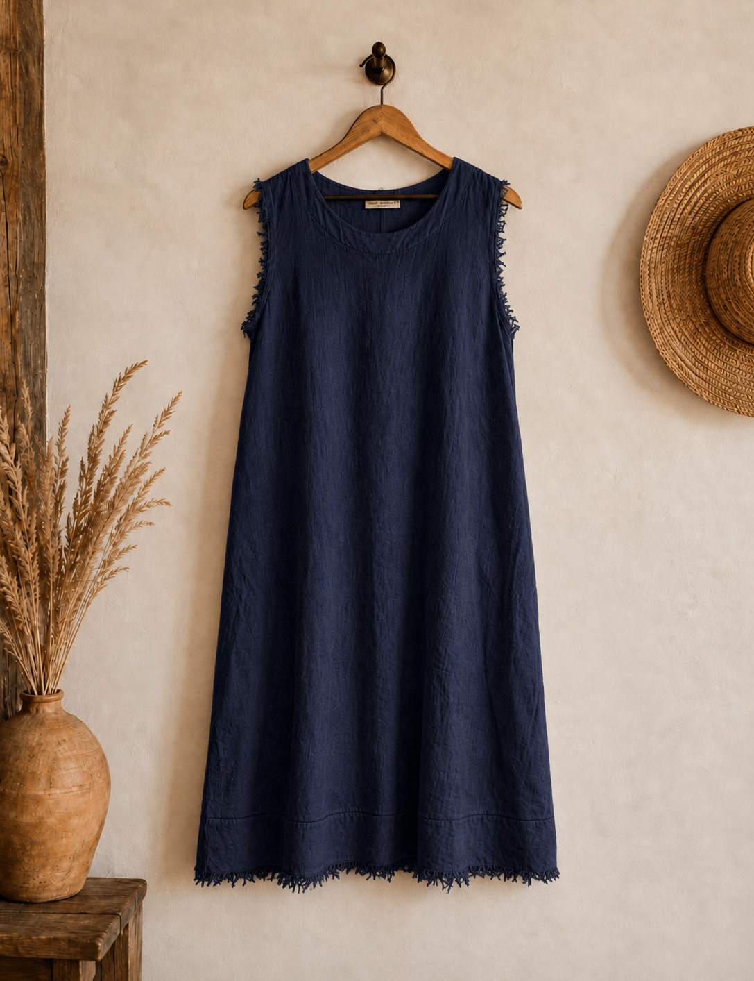 Vestido desflecado lino italiano