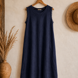 Vestido desflecado lino italiano