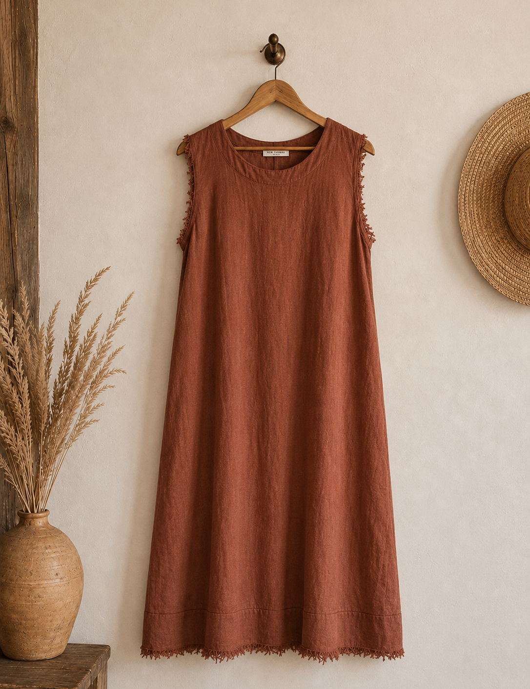 Vestido desflecado lino italiano