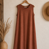 Vestido desflecado lino italiano