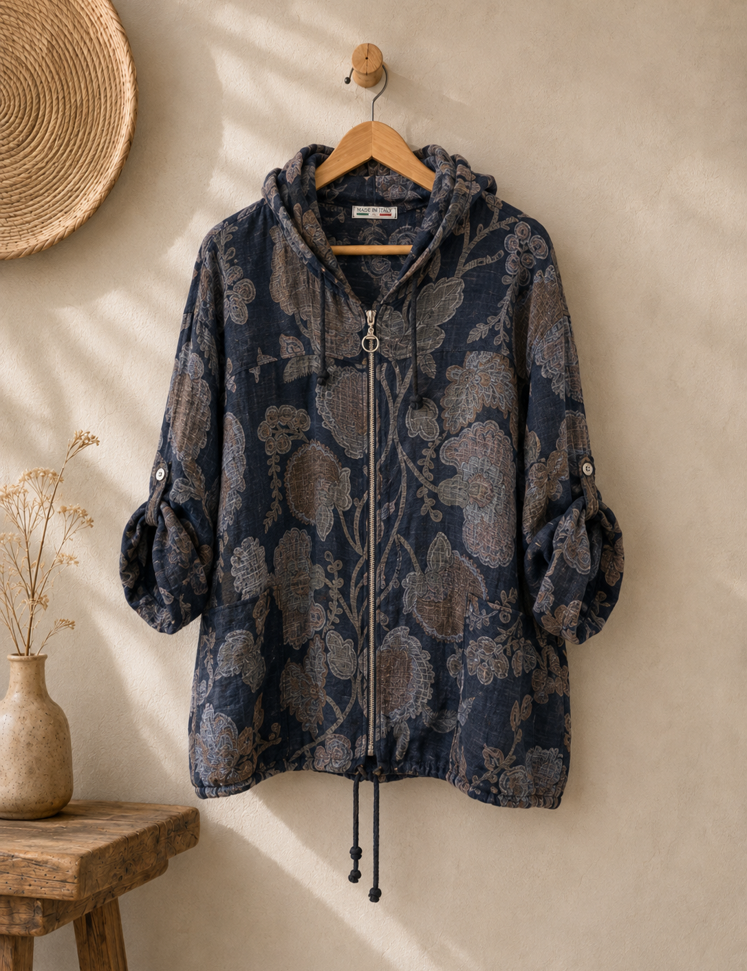 Chaqueta capucha estampada italiana