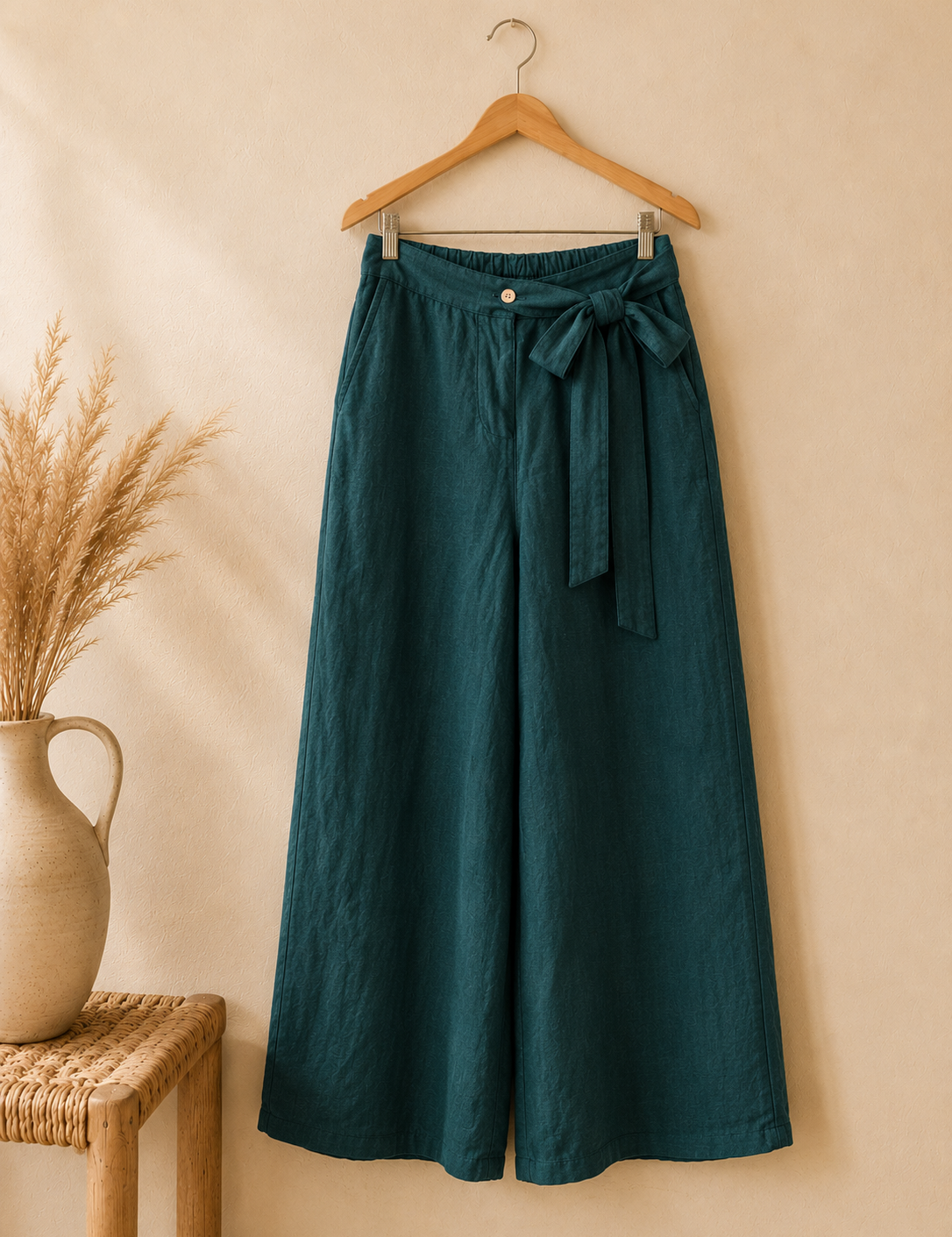 Pantalón cinturón lino italiano
