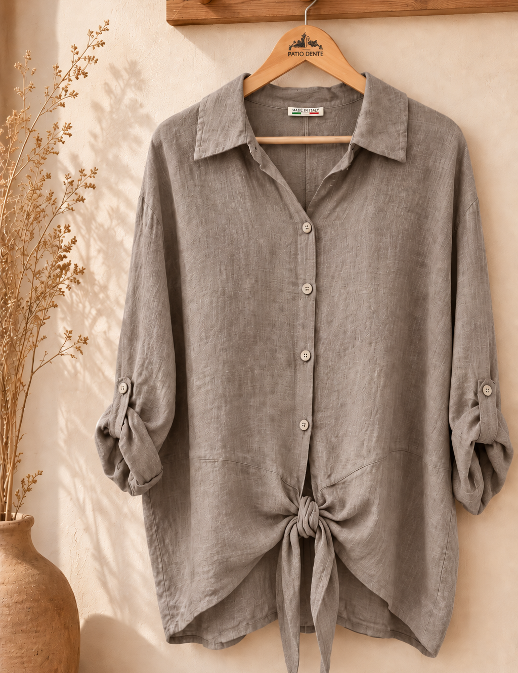 Blusa lino nudo italiana