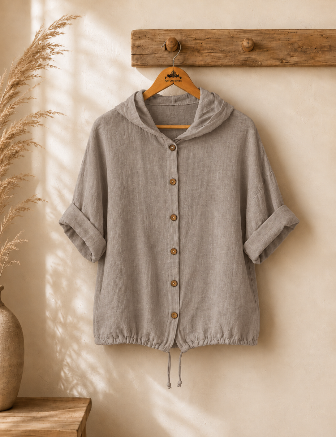 Chaqueta capucha lino italiana