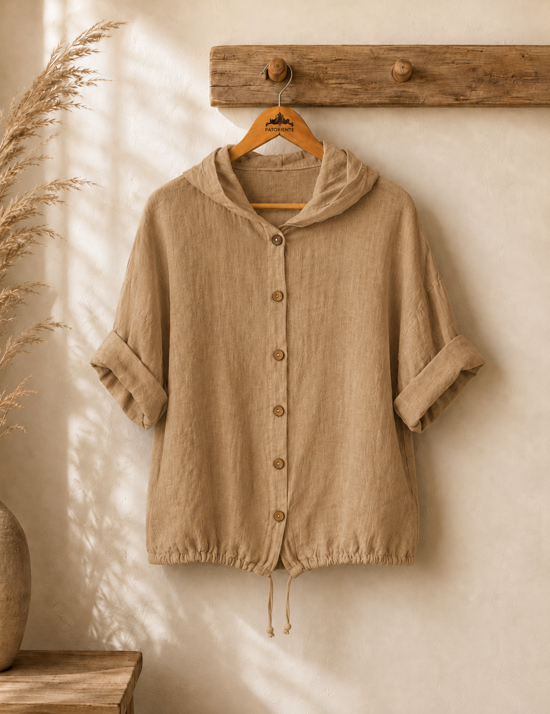 Chaqueta capucha lino italiana