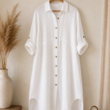 Vestido intermedio botones lino italiano