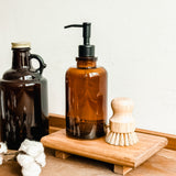 Dispensador ámbar vidrio ACERO 500 ml